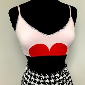 NWOT VS Soft Valentines Heart Lace Pink Bralette